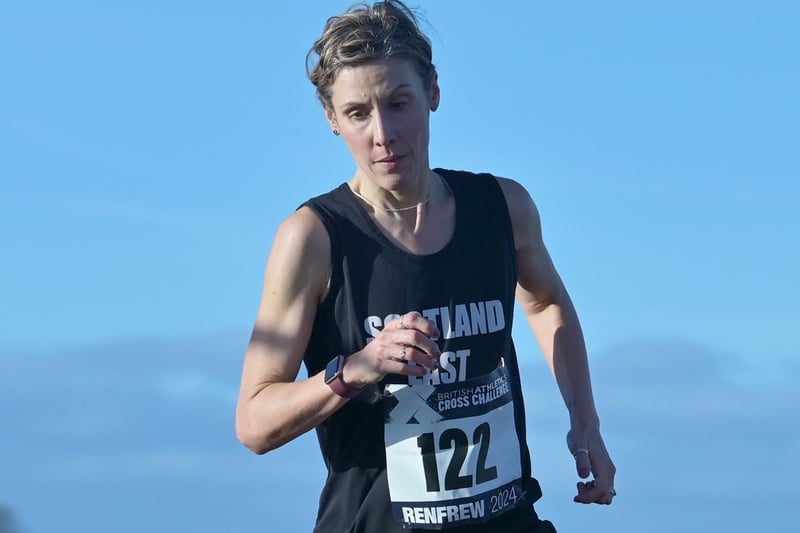 Gala Harrier Sara Green was fastest woman over 40 in 29:59 at Saturday's Scottish inter-district cross-country championships at Renfrew
