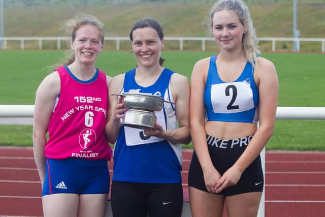 TLJT runners, from left, Janine Boyle, Nina Cessford and Brogan Beattie at this summer's delay-hit new year sprint, held at Prestonpans in the summer (Photo: Bill McBurnie)
