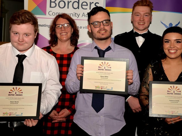 Runners up Owen Nicols and Rebecca Smith receiving awards from Hannah Hawthorn and Cory Paterson.