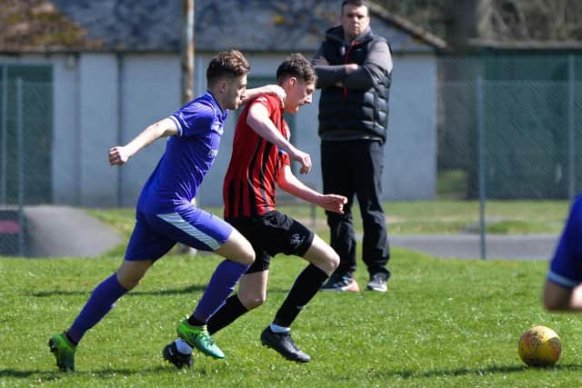 Duns Amateurs knocking Hawick Waverley out of the Beveridge Cup on Saturday (Pic: Alwyn Johnston)