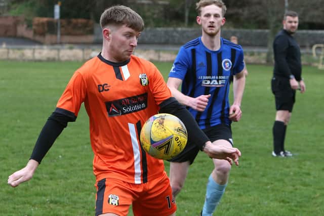 Stow in possession during their 4-0 home loss to Duns Amateurs on Saturday (Pic: Steve Cox)