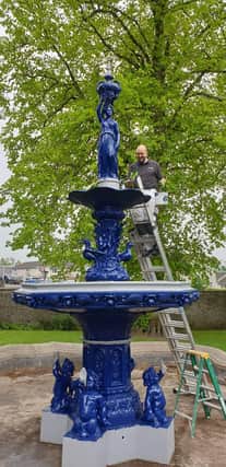 Selkirk's fountain is now a shade of true blue.