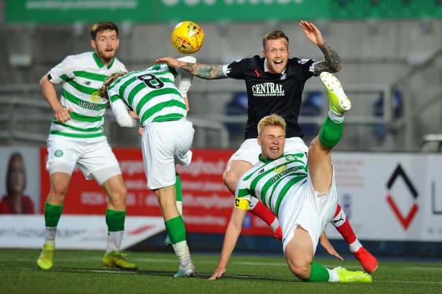 A Celtic colts' side playing against League One's Falkirk, two tiers above Gala Fairydean Rovers and Vale of Leithen, in August 2019 (Photo: Michael Gillen)