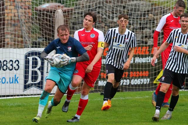 Newburgh keeper David Chalmers made some fine saves against Coldstream on Saturday (Pic courtesy of Jez Grimwood/J19 Photography)
