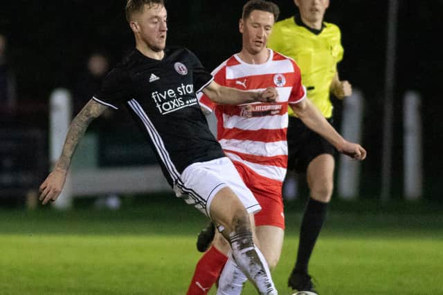 Daryl Healy on the ball for Gala Fairydean Rovers against Bonnyrigg Rose (Photo: Thomas Brown)