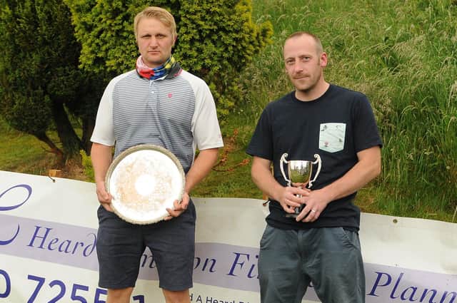 Champion golfer Michael McVie, left, with runner-up Stephen Henderson at Selkirk (picture by Grant Kinghorn)