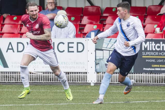 Martin Scott in action during Gala Fairydean Rovers' 5-1 victory against Caledonian Braves in August 2021 (Photo: Bill McBurnie)