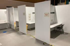 Cubicles were installed in the hall at Langlee Community Centre as the testing station took over.