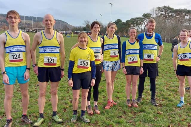 Lauderdale Limpers, from left, Dylan Theedam Parry, Leahn Parry, Alison Wilson, Jill Thomson, Rachel McAleese, Chloe Summerfield, Aidan Craggers and Marc Wilkinson at Peebles