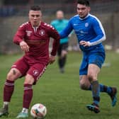 Danny Simpson on the ball for Langlee Amateurs against Musselburgh Windsor (Photo: Bill McBurnie)