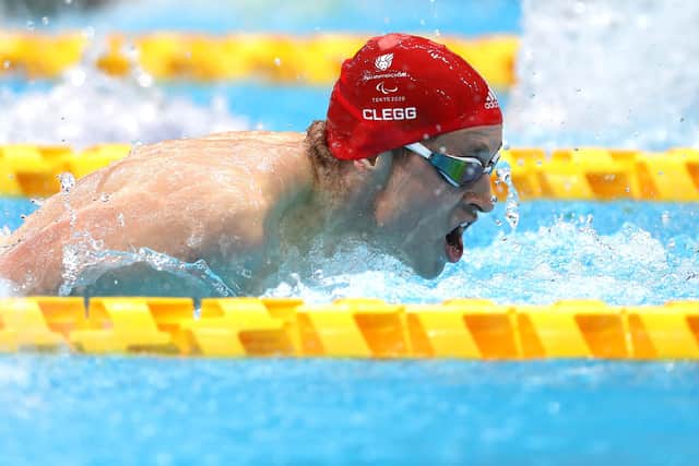 Stephen Clegg competing in the men's 100m butterfly S12 final today at the Tokyo 2020 Paralympic Games (Photo by Lintao Zhang/Getty Images)