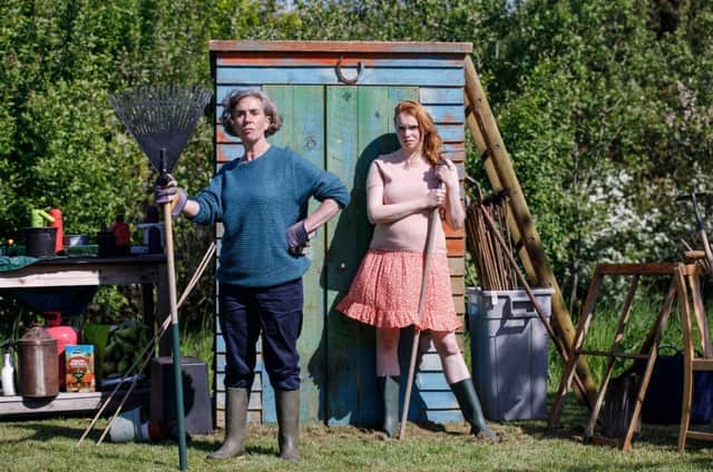 Sisters Dora and Maddy put the world to rights in 'Allotment'.