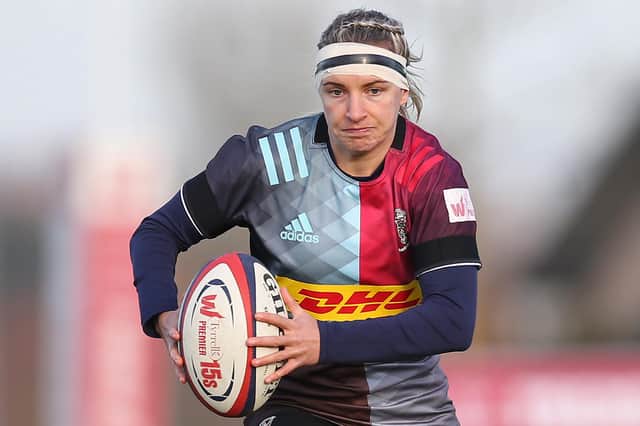 Scotland's Chloe Rollie playing for Surrey's Harlequins Women in November 2019 (Photo by Steve Bardens/Getty Images for Harlequins)