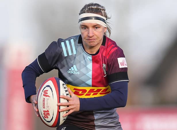 Scotland's Chloe Rollie playing for Surrey's Harlequins Women in November 2019 (Photo by Steve Bardens/Getty Images for Harlequins)