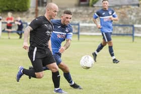 Kyle Mitchell in action for Vale of Leithen against Bo'ness United on Saturday (Photo: Bill McBurnie)