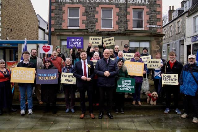 First Minister John Swinney meets supporters in Selkirk