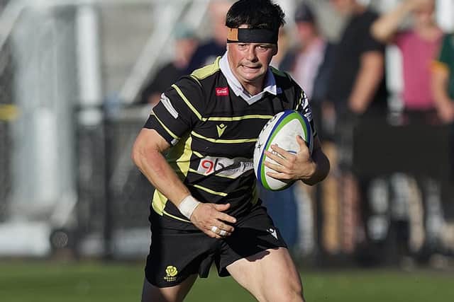 Paddy Anderson on the ball for Melrose as they lost 28-21 to Watsonians at home at the Greenyards on Saturday (Photo: Andy McLean)