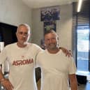 Borders football coach Dougie Anderson at Roma office with Jose Mourinho