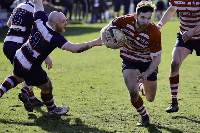 James Dow scoring a try as Peebles beat Aberdeen Grammar 67-14 away on Saturday to secure rugby's Scottish National League Division 2 title (Photo: Stephen Mathison)