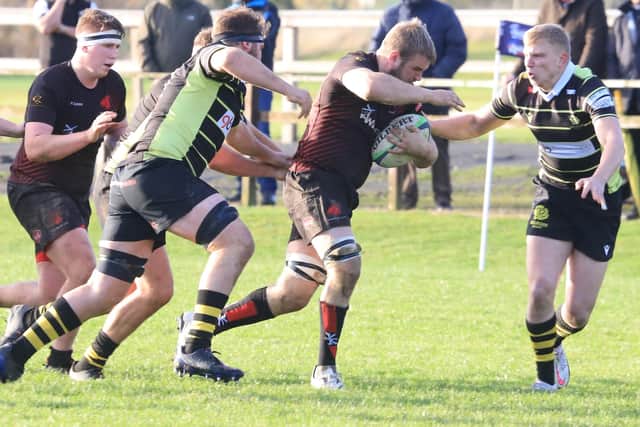 Melrose on the defensive at Biggar on Saturday (Pic: Nigel Pacey)