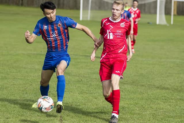 Yuan Fang in action for Hawick Royal Albert during their 5-1 defeat by Dalkeith Thistle on Saturday (Pic: Bill McBurnie)