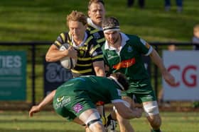 Full-back Callum Anderson in possession for Melrose as they beat Hawick 33-12 at home at the Greenyards on Saturday (Photo: Andy McLean)