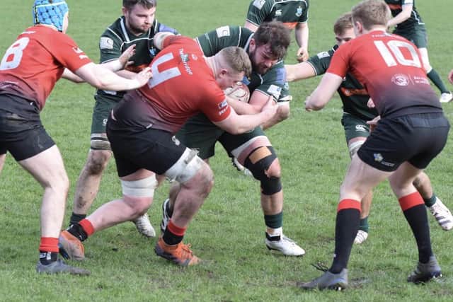 Shawn Muir on the ball for Hawick at Glasgow Hawks (Pic: Malcolm Grant)