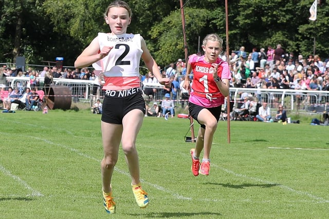 Teviotdale Harriers' Aoiffion McVittie-Brangan winning the 90m race for youths aged nine to 12 at Friday's Langholm Border Games