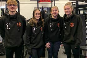 Eyemouth and District Swimming Club members Archie Stevenson, 14, of Berwick; Poppy Shaw, 15, of Berwick; Grace Gillie, 13, of Eyemouth; and Kiera Pemble, 16, of Chirnside
