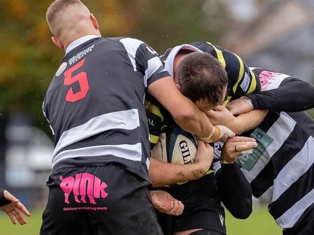 Angus Runciman in action for Melrose as they lost 39-22 away to Kelso at Poynder Park on Saturday (Photo: Andy McLean)