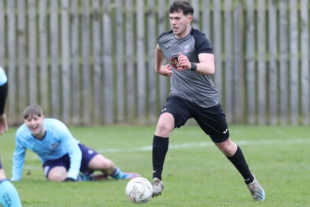 Josh Third on the ball during Selkirk Victoria's 2-1 loss at home to Gala Hotspur in the Border Amateur Football Association's B division on Saturday (Photo: Brian Sutherland)