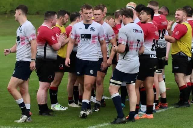 Selkirk players leaving the pitch at Glasgow's Balgray Stadium on Saturday after being beaten 45-19 by Glasgow Hawks (Photo: Bob Coats/Glasgow Hawks)