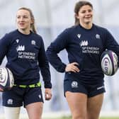 Borderers Chloe Rollie and, right, Lisa Thomson in training with the Scotland national XVs team in Edinburgh last month during this year's Women's Six Nations (Photo by Ross Parker/SNS Group/SRU)