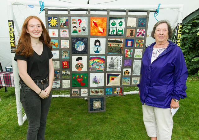 Grace Reid and Val Laidlaw with the Ancrum Quilt. (Photo: BILL McBURNIE)