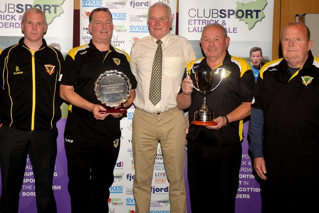 2023's ClubSport Ettrick and Lauderdale award for team of the year went to the gents' team at Melrose Bowling Club for numerous individual successes and earning places at all the elite finals on this year's Borders bowling calendar, the first time that's been done. Bob Sneddon gave them their award.
