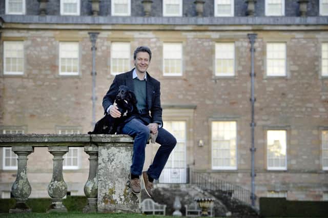 Hugo Burge at Marchmont House, with his dog Finn. Photo: Colin Hattersley.