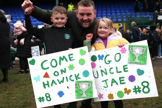 Hawick back-rower Jae Linton's brother Sean and his children Struan and Nairn