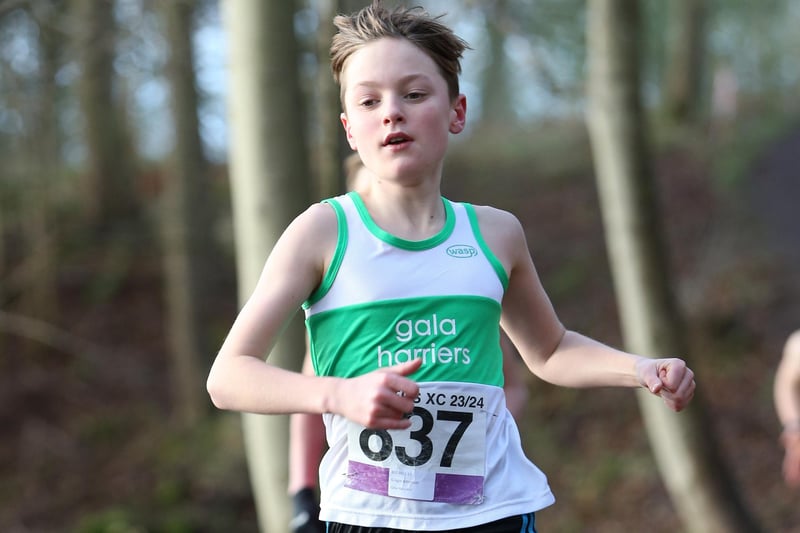 Gala Harriers under-13 Gregor Adamson finished sixth in 10:38 in Sunday's junior Borders Cross-Country Series race at Paxton