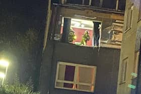 Firefighters at the scene in Wilderhaugh Court in the early hours of this morning.