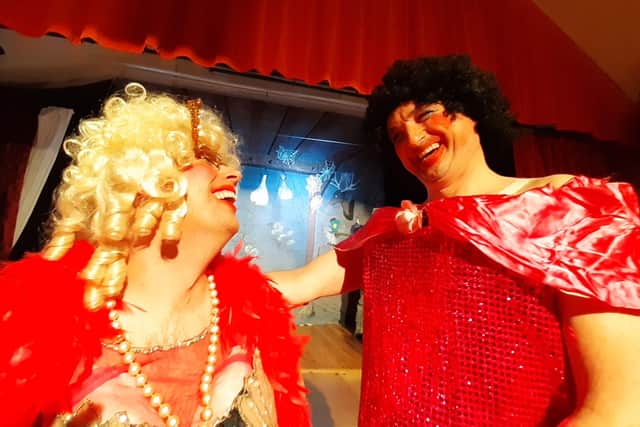 The brilliant Ugly sisters, Borgia and Lucretia, played by Gavin Potter and Gregor Hall.