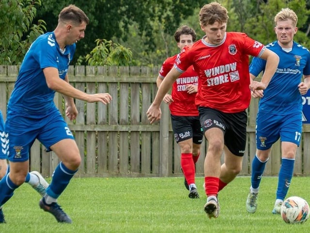 Thomas Hume on defensive duty for Coldstream during their 4-4 draw at home to Kirkcaldy and Dysart on Saturday (Photo: Julie Russell)