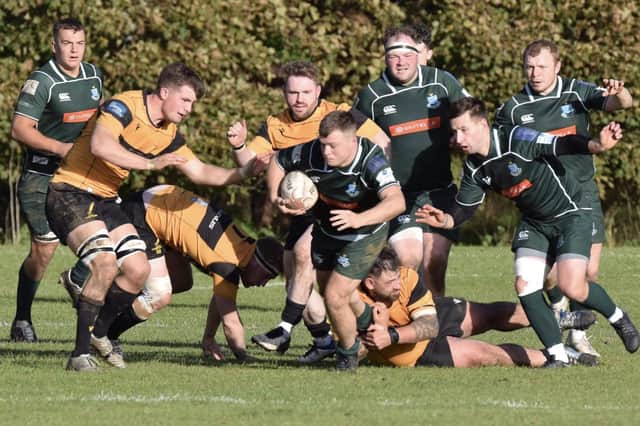 Hawick on the attack during their 46-25 victory at Currie Chieftains on Saturday (Photo: Malcolm Grant)
