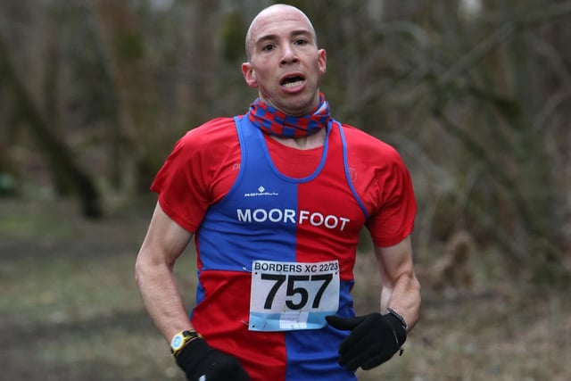 Moorfoot Runner David Carter-Brown was first finisher over the age of 40 in Sunday's senior race at Peebles in 26:13