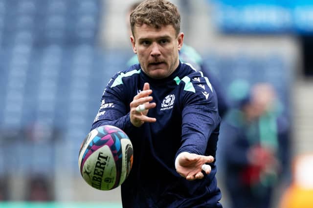 Darcy Graham during a Scotland training session at Murrayfield Stadium in Edinburgh in January (Photo by Craig Williamson/SNS Group/SRU)