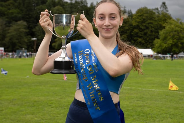 Tweed Leader Jed Track's Caris Brus, winner of the 90m open sprint at 2023's Langholm Border Games