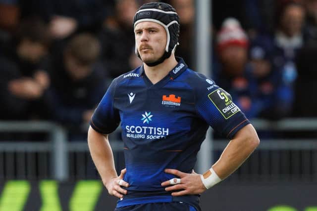 Darcy Graham playing for Edinburgh during their 34-21 European Professional Club Rugby Challenge Cup win against Castres Olympique at home at the capital's Hive Stadium on Saturday, December 16 (Photo by Ross Parker/SNS Group/SRU)