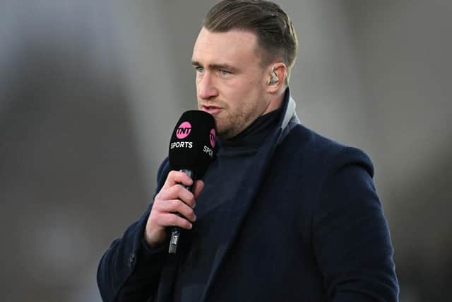 Stuart Hogg on TNT Sports punditry duties at Newcastle's Kingston Park in November (Photo by Stu Forster/Getty Images)