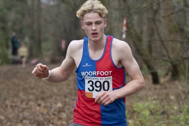Moorfoot Runners junior Thomas Hilton winning Sunday's Borders Cross-Country Series senior race at Peebles in a time of 23:31