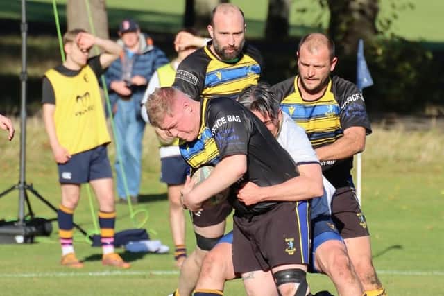 Hawick Harlequins on the ball during their 59-22 loss away to Edinburgh Northern on Saturday (Photo: Sel Messer)