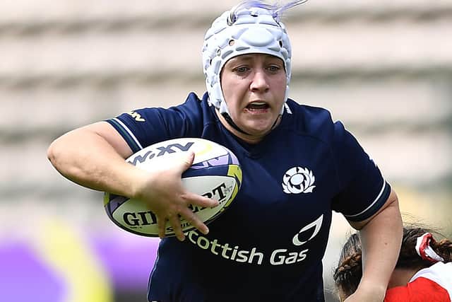 Lana Skeldon playing for Scotland during their WXV 2 match against Japan in South Africa at Cape Town's Athlone Stadium in October (Photo by Ashley Vlotman/Gallo Images via Getty Images)